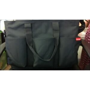 Skip Hop Duo Deluxe Diaper Bag Messenger Black with Red Interior Stroller Loops